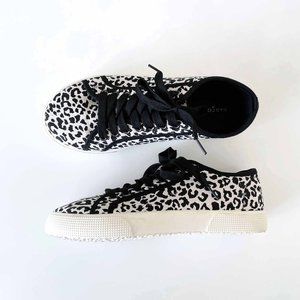 Leopard Print Low-Top Sneakers - Black &  light gray